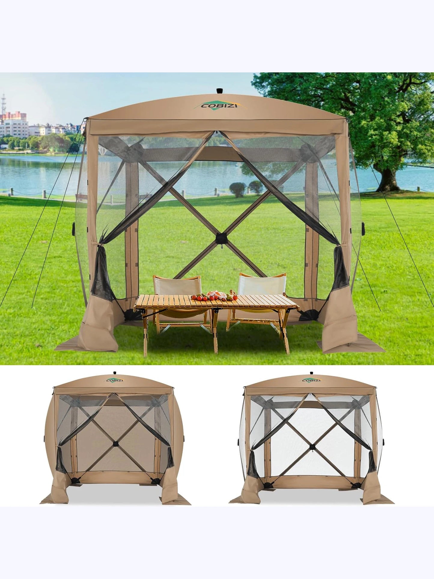 COBIZICN Pop Up Gazebo Screen Tent With Sidewalls Carry Bag