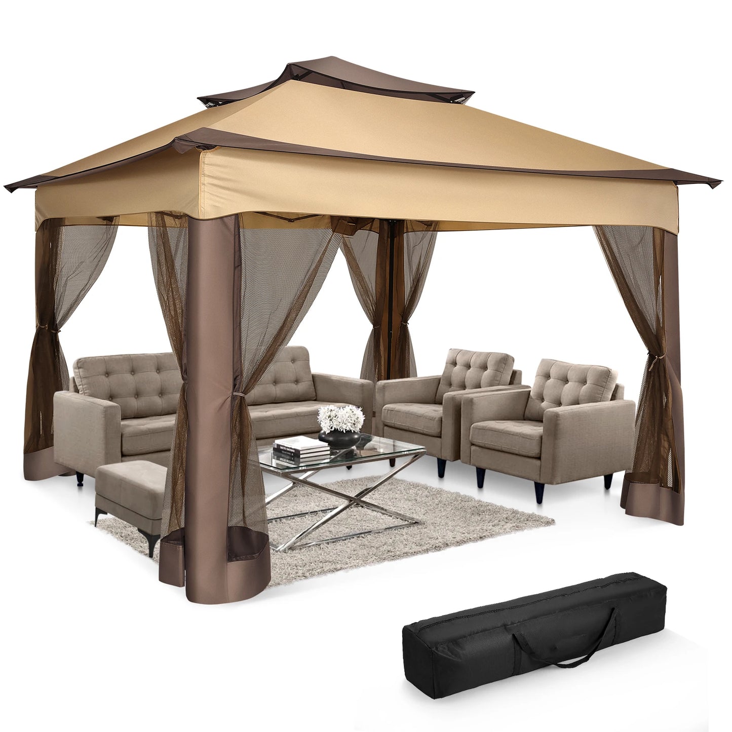 Tooluck Pop Up Gazebo With Mosquito Netting Outdoor Canopy