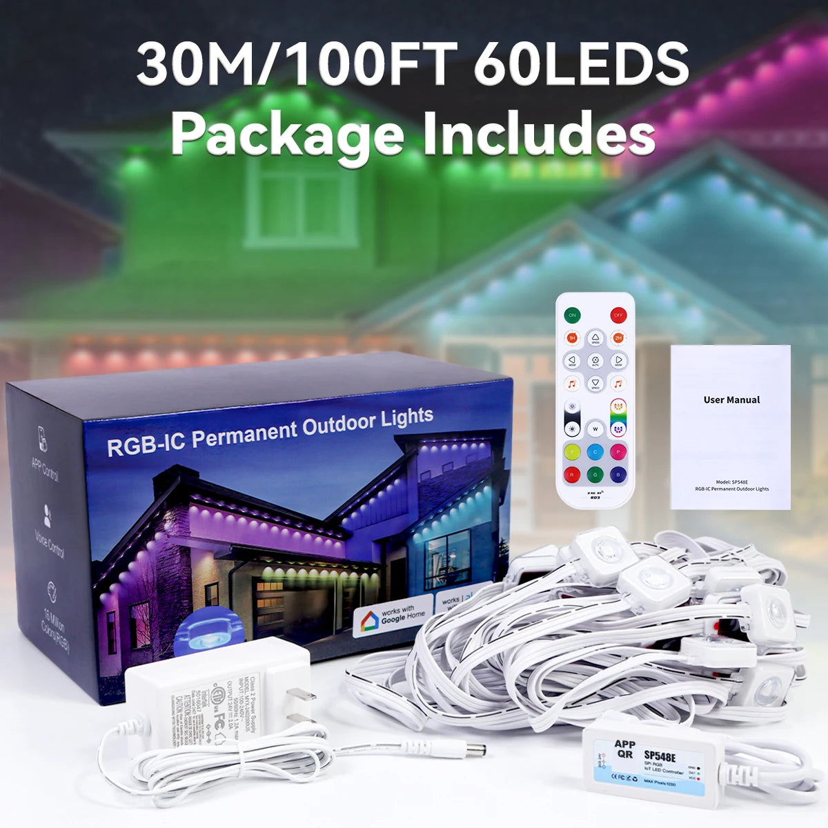 Aiopp Smart RGBIC Outdoor Lights Eaves Lighting With 72 Scene Modes