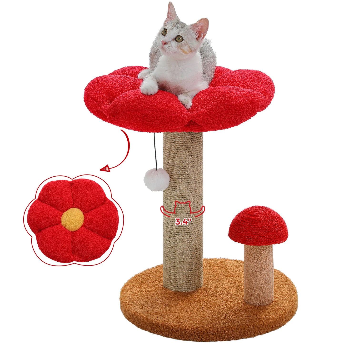 PAWZ Road Mushroom Cat Scratcher With Removable Flower Bed And Ball