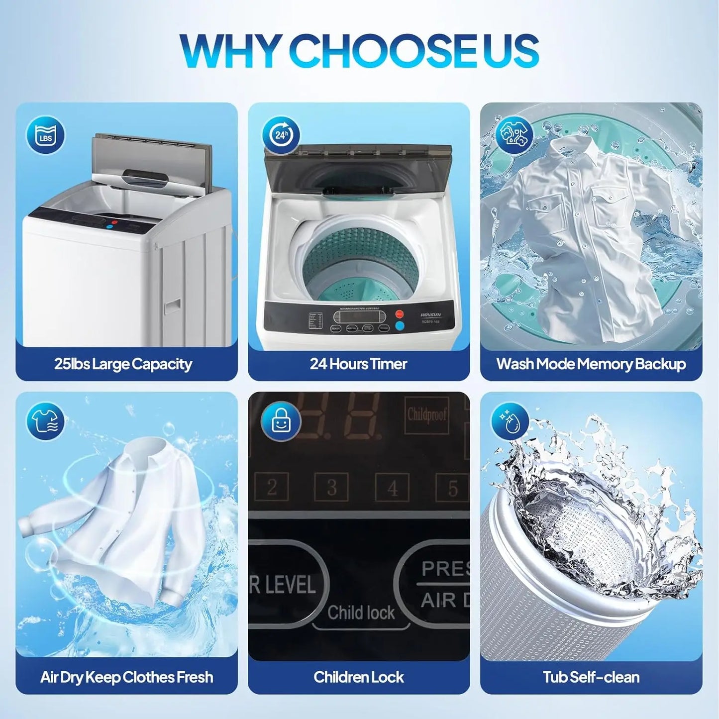 Portable Full Automatic Compact Washing Machine With Stainless Steel Drum