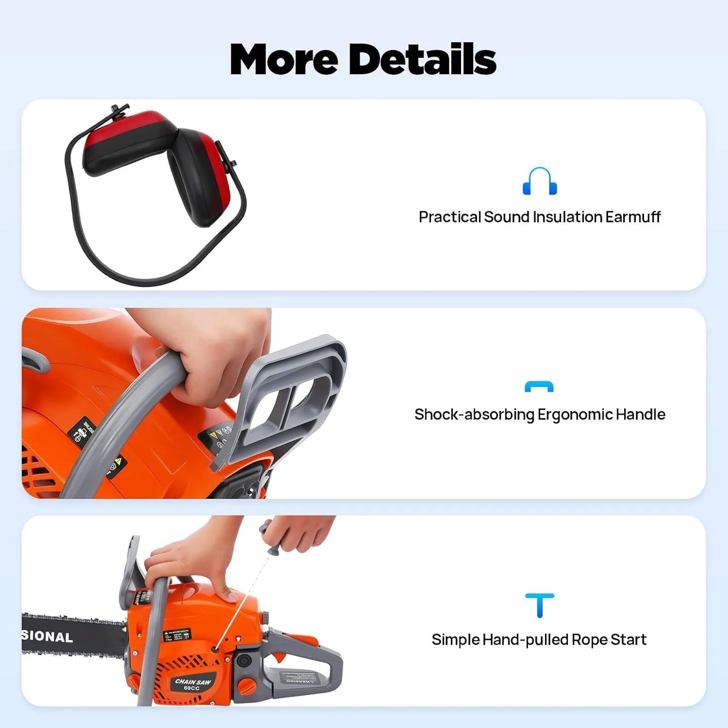 Bymaocar Gas Powered Chainsaw For Wood Cutting And Yard Use