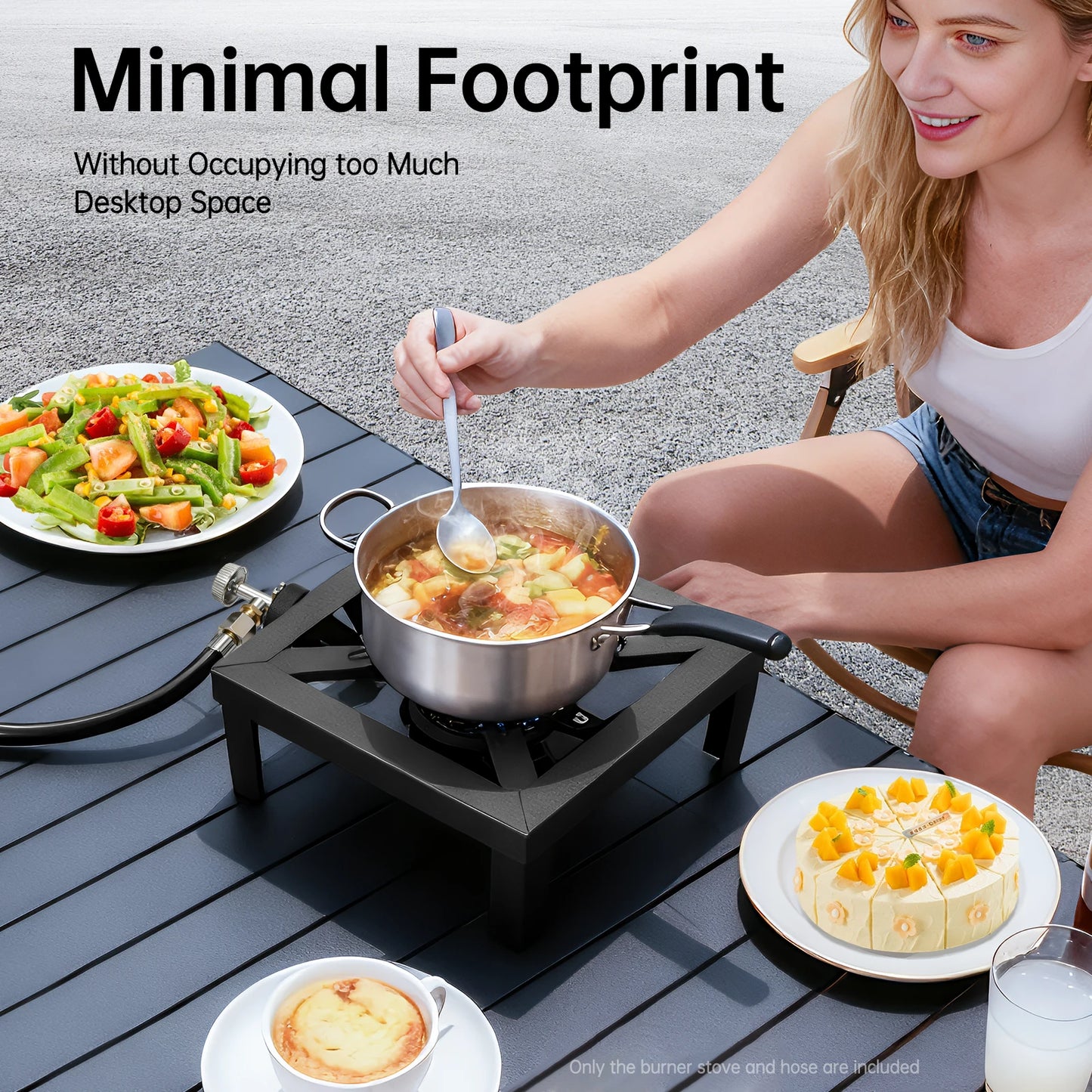 Portable Single Burner Outdoor Gas Stove With Adjustable Regulator Hose