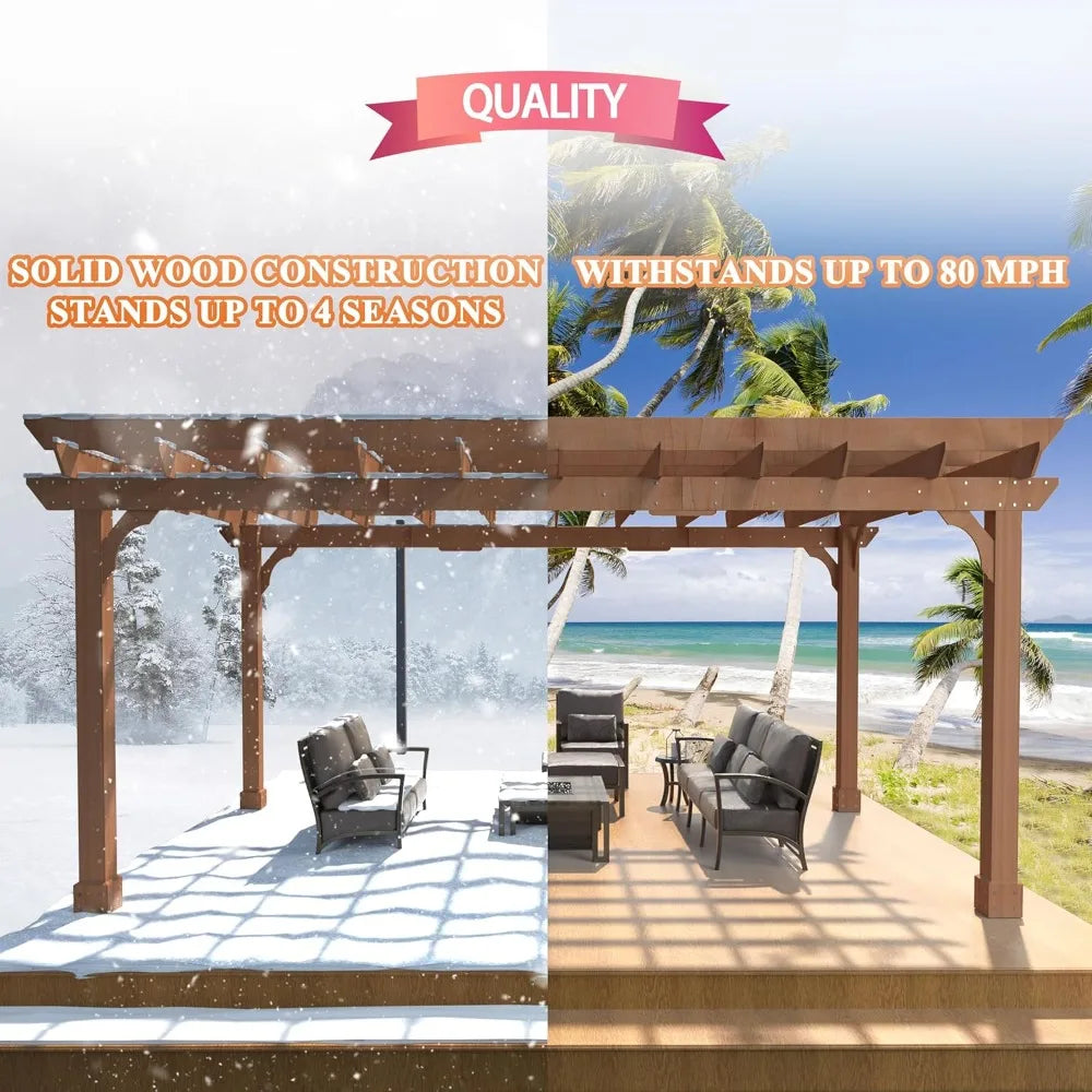 Cedar Wood Pergola Gazebo For Outdoor Patio Shelter