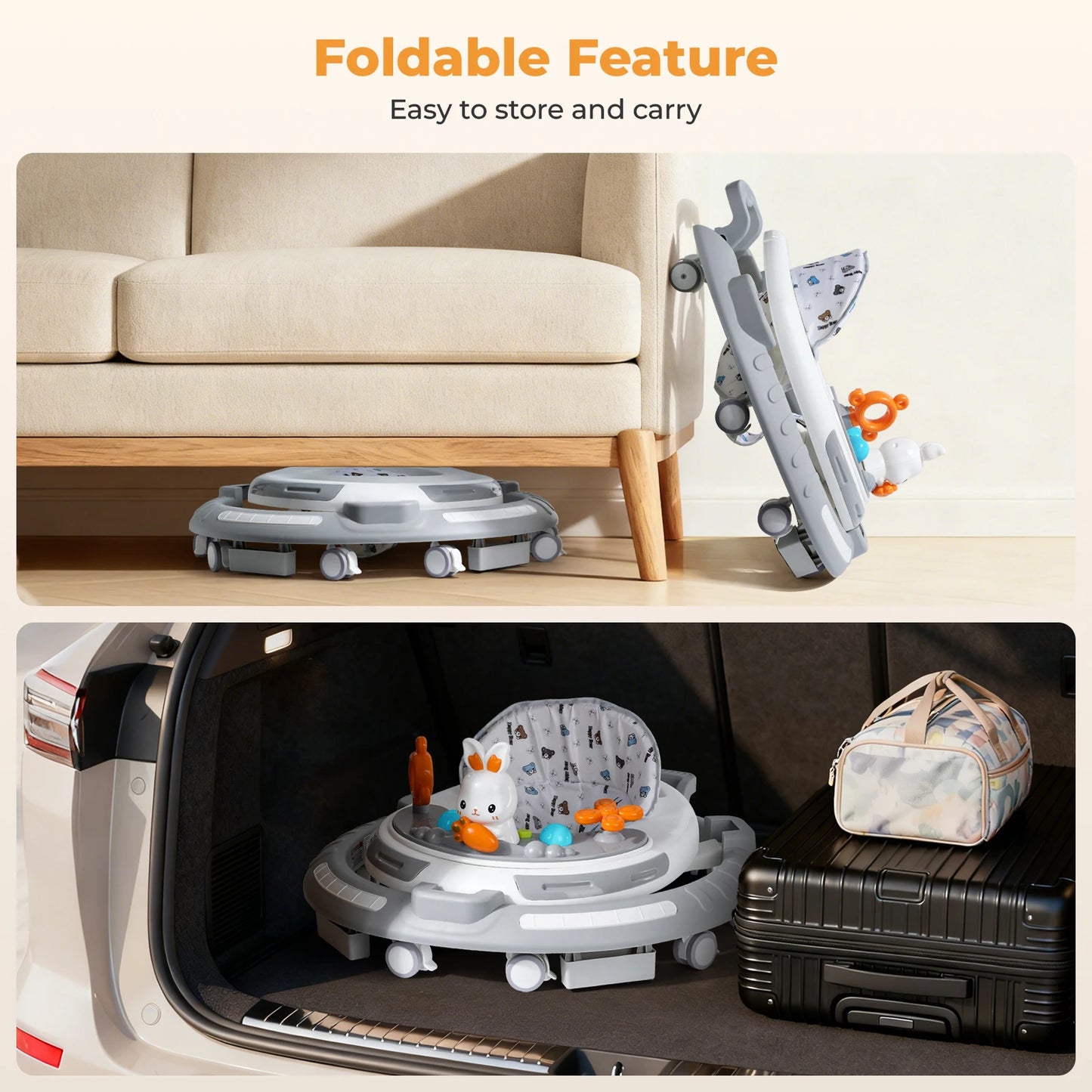Safety-Enhanced 4-In-1 Baby Walker And Play Center