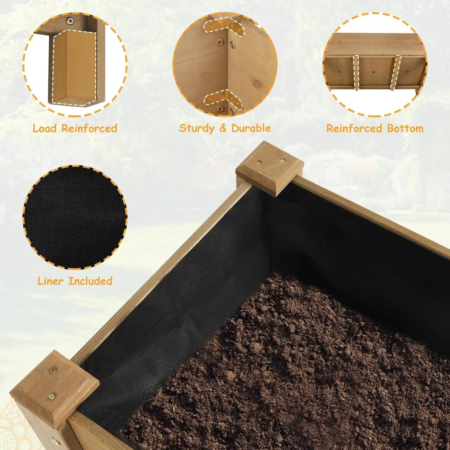 PetsCosset Raised Garden Bed Wooden Planter Box With Legs