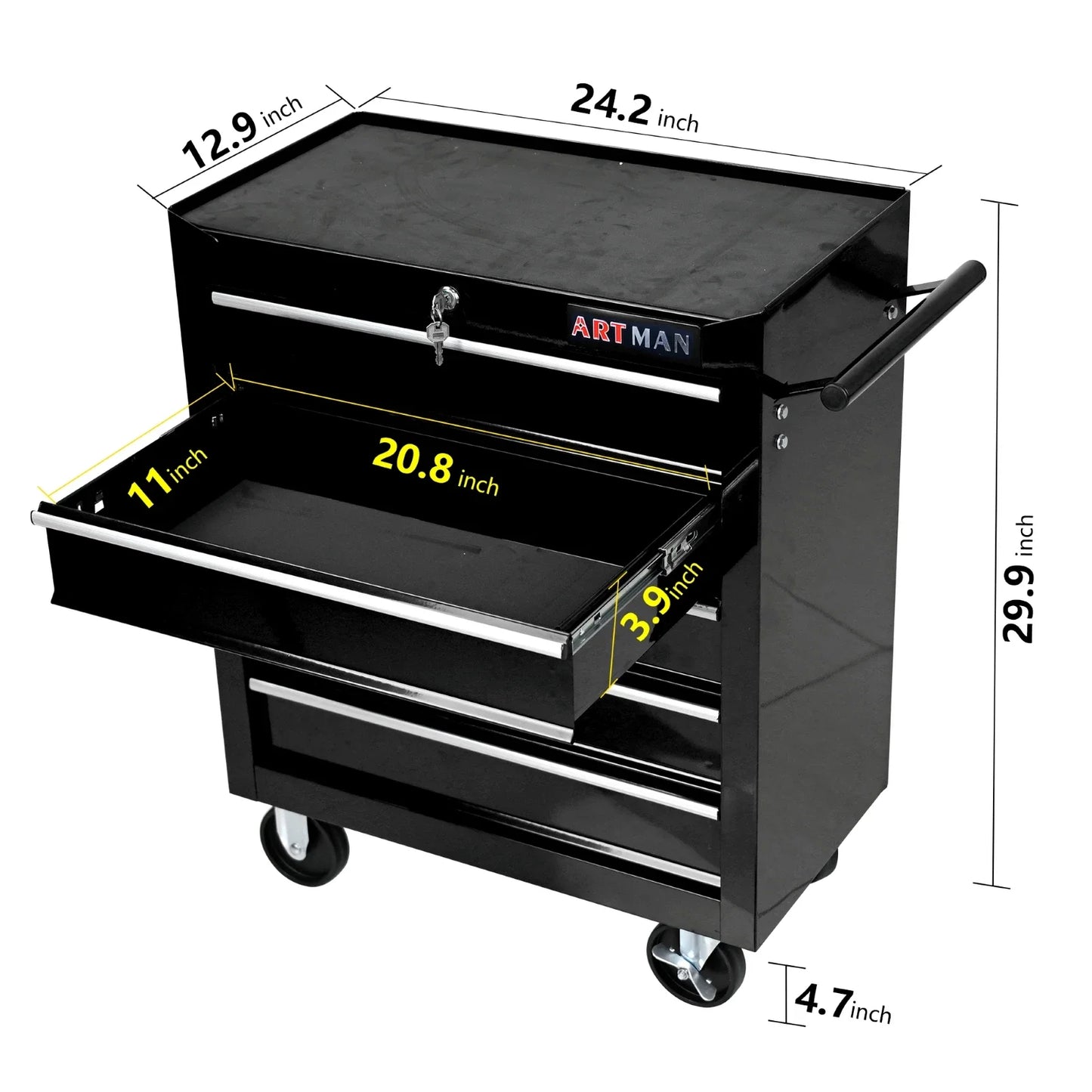 ARTMAN Rolling Tool Cart With 5 Drawers And Locking Storage