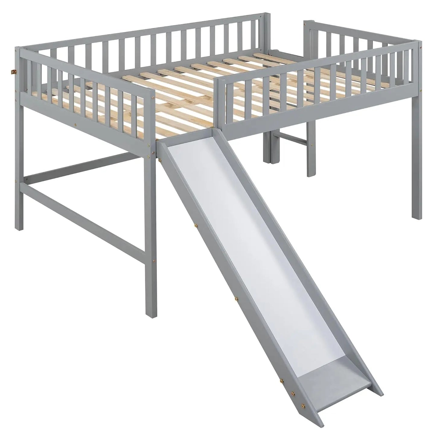 Loft Bed With Slide For Kids In Wood Durable Design