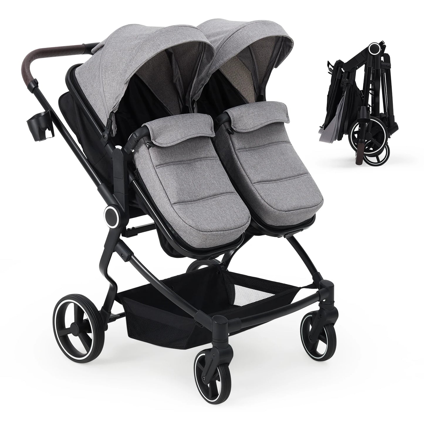 HiMISS Side By Side Twin Stroller Lightweight Foldable Travel