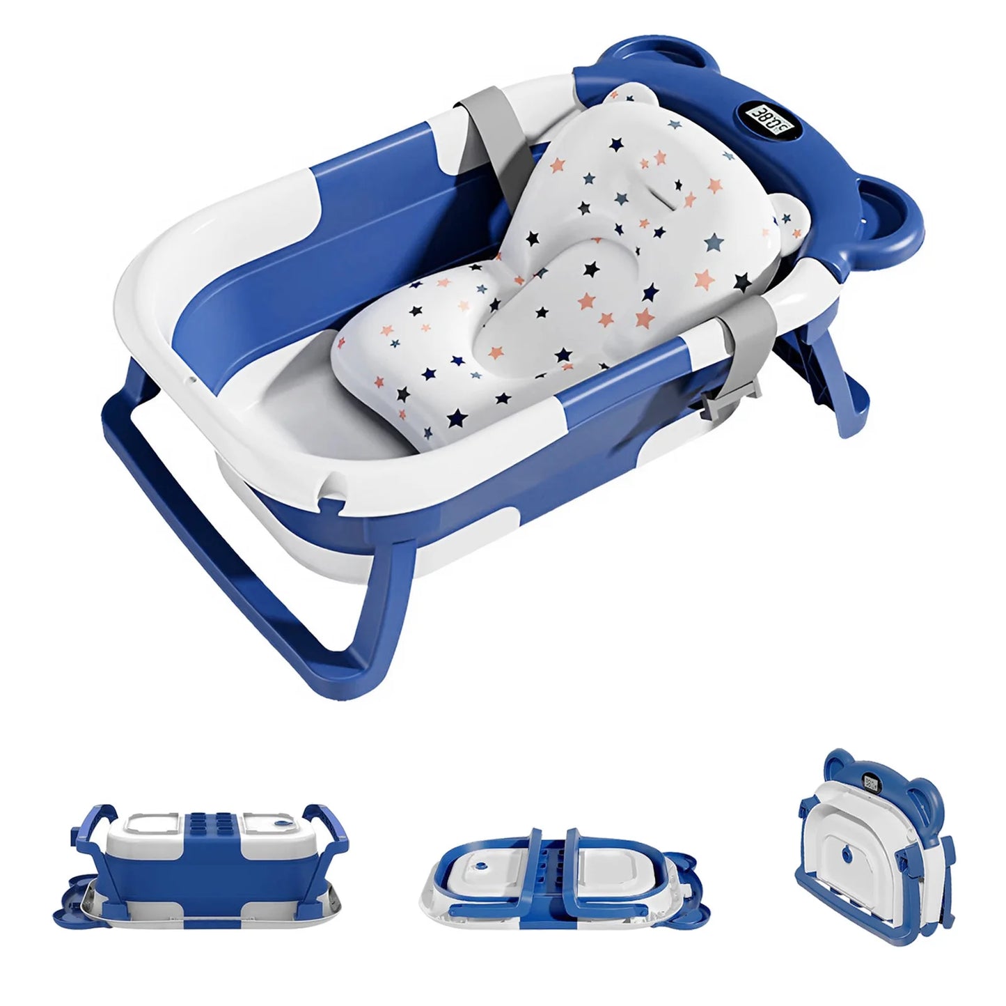 Portable Travel Baby Bathtub Collapsible With Thermometer And Drain