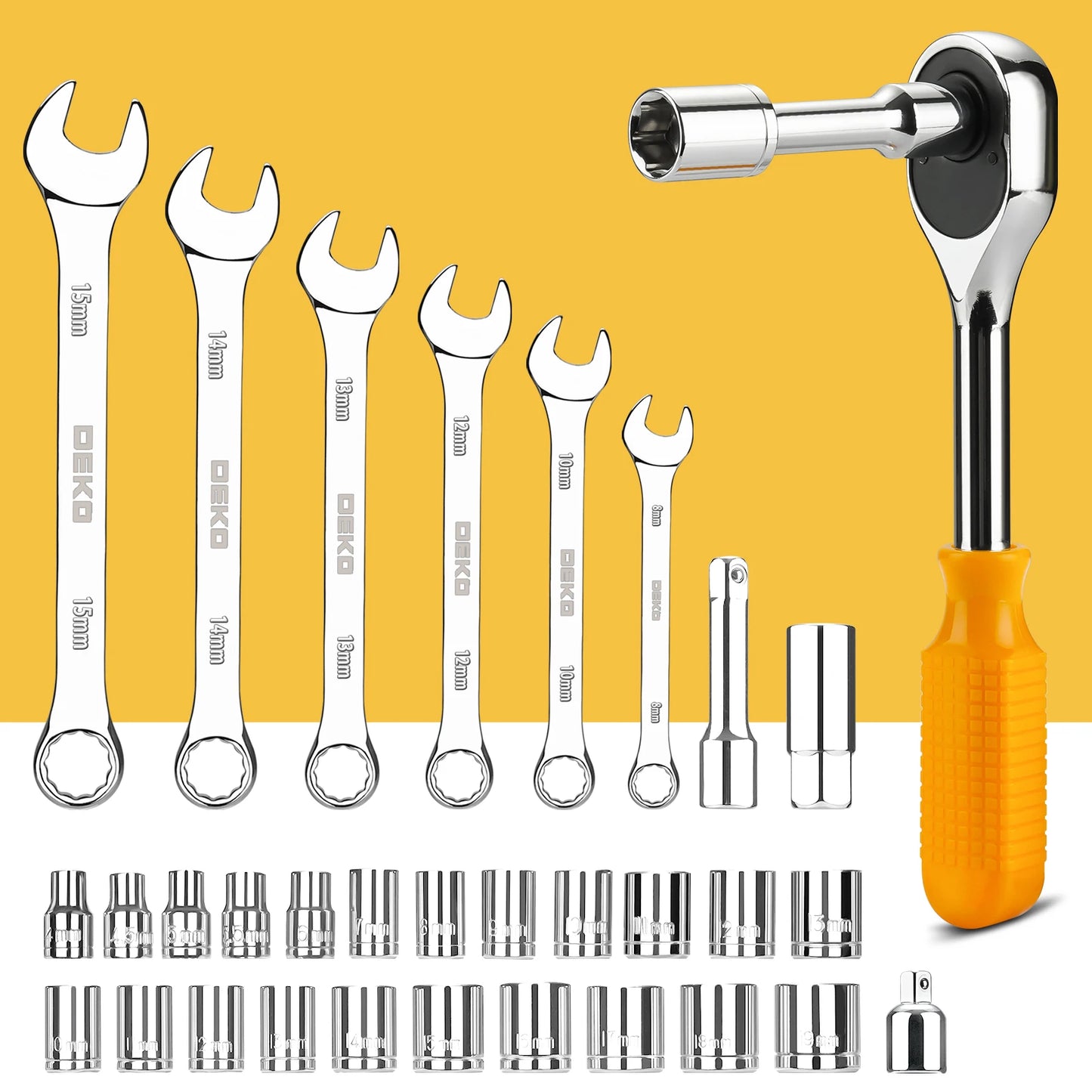 DEKOPRO 228Pcs Socket Wrench Auto Repair Tool Set Case