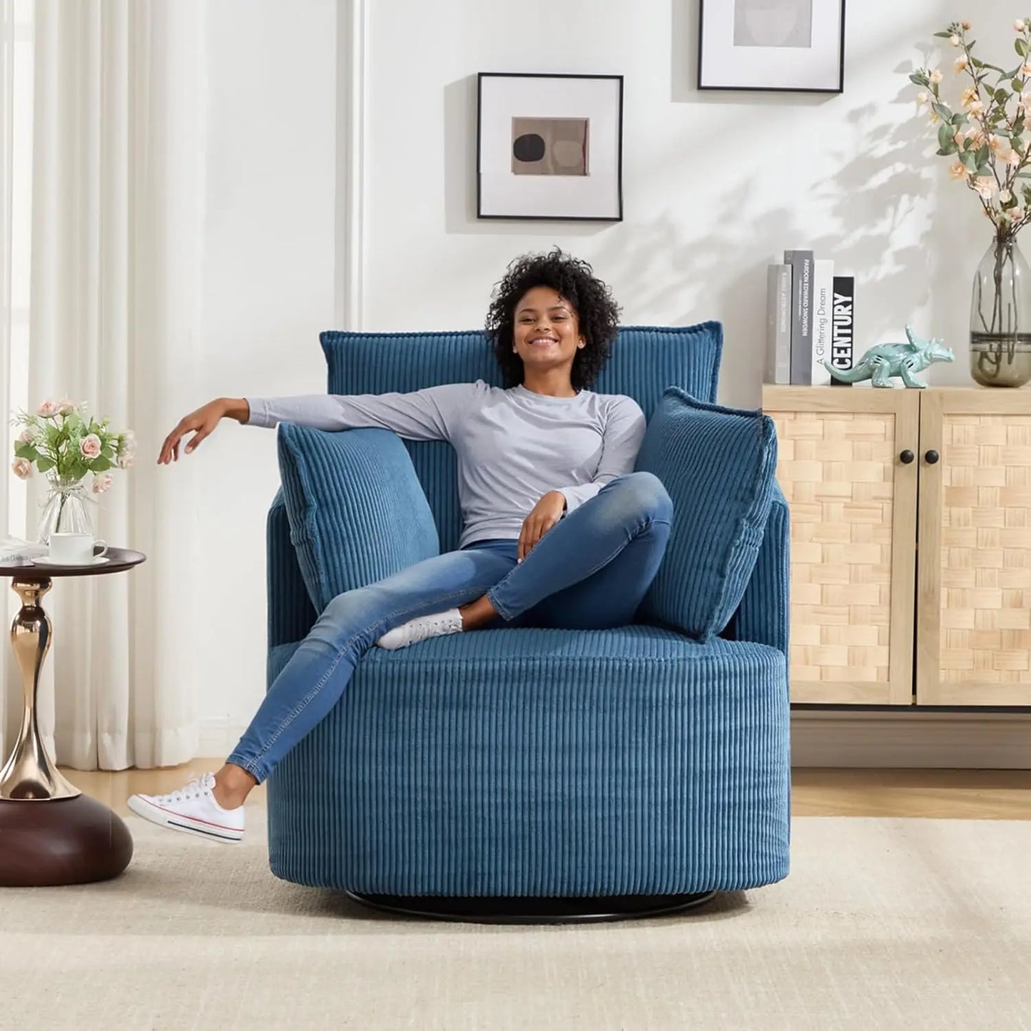 Swivel Accent Chair Upholstered Living Room Recliner