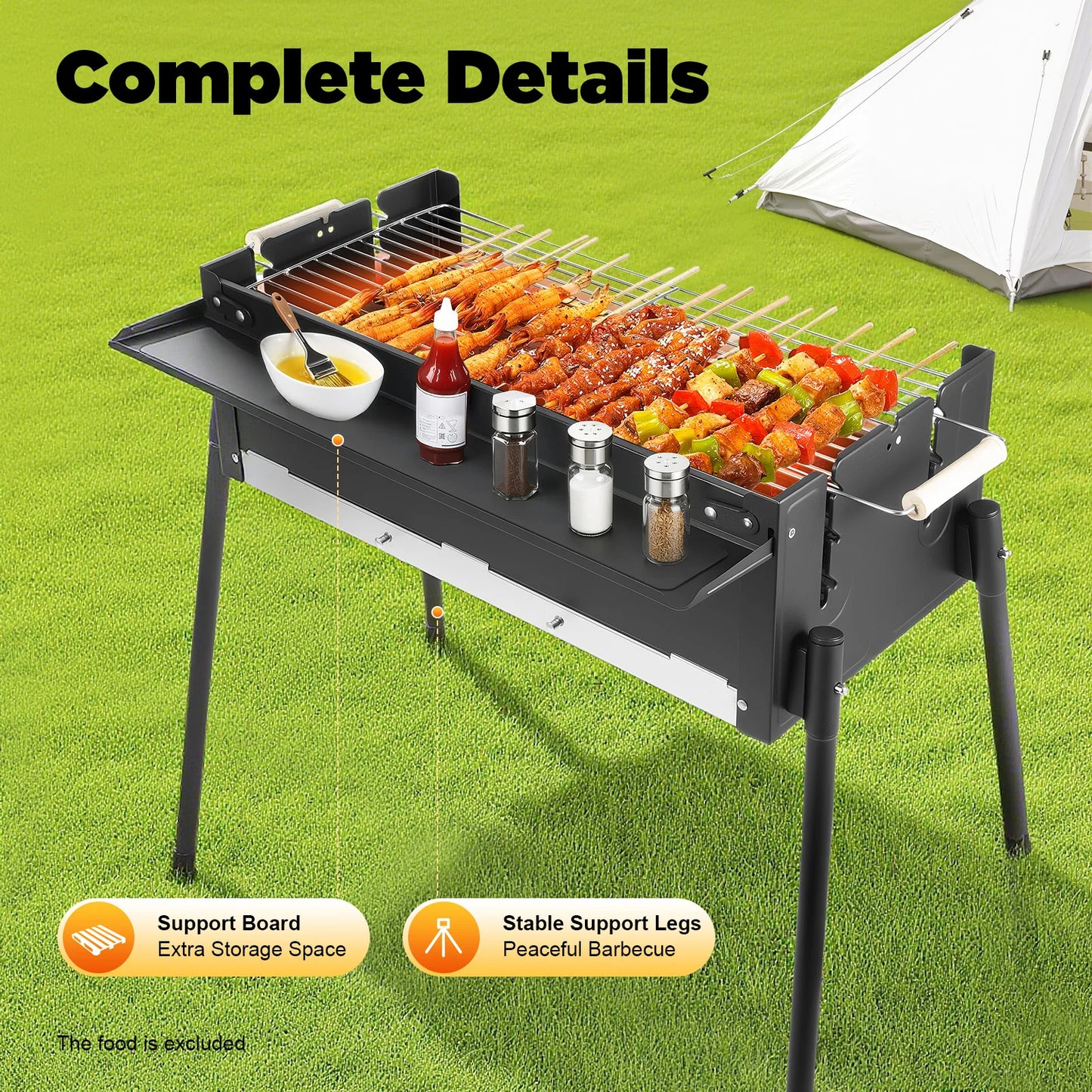 Bymaocar Barbecue Charcoal Grill Foldable Stainless Steel Portable