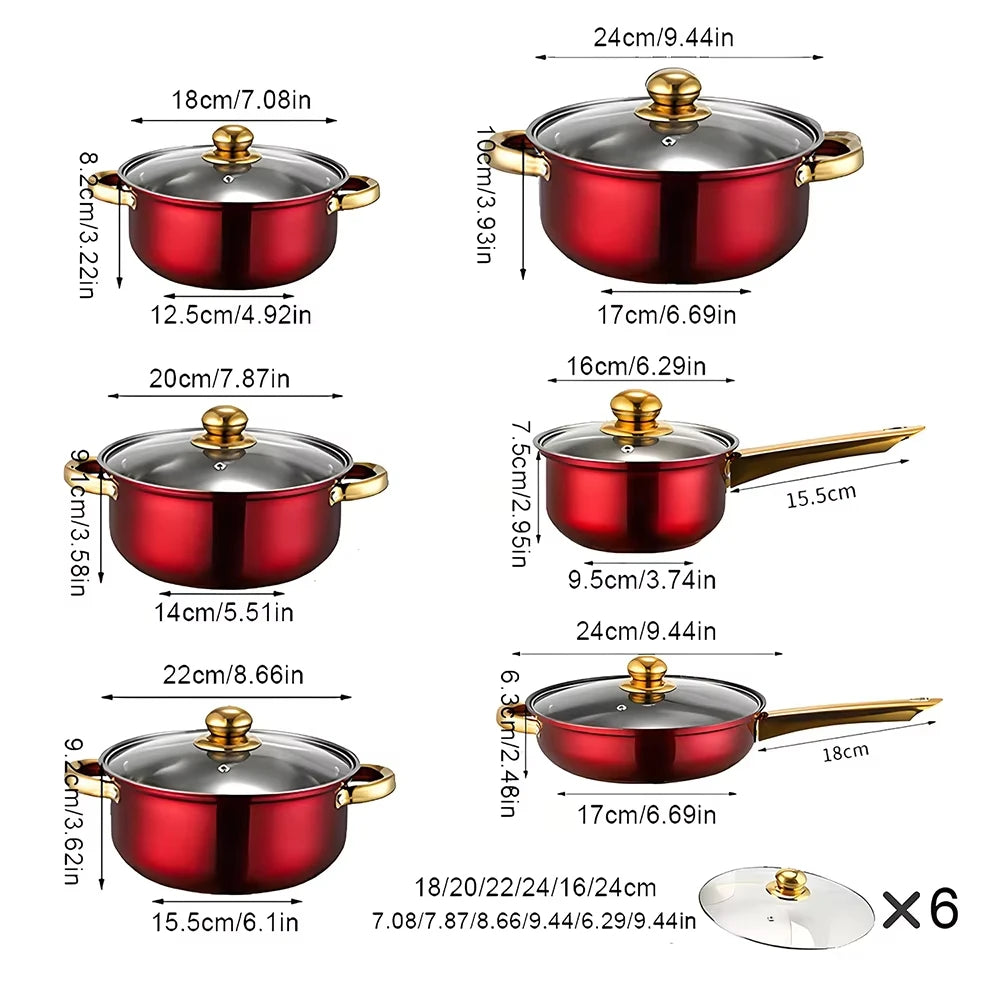 NONED 12-Piece Stainless Steel Cookware Set With Nonstick Pans