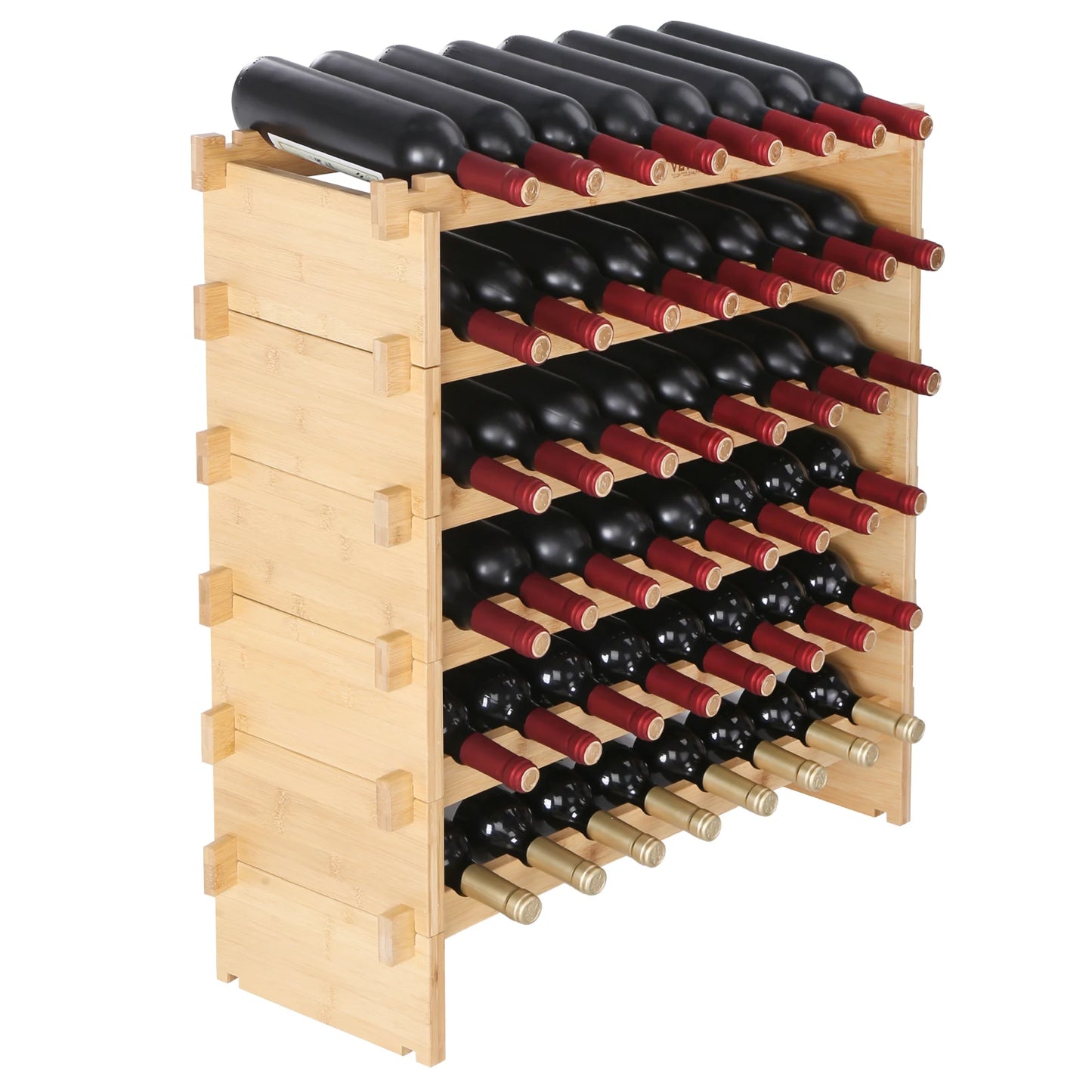 SucceBuy Bamboo Stackable Modular Wine Rack For Home Storage