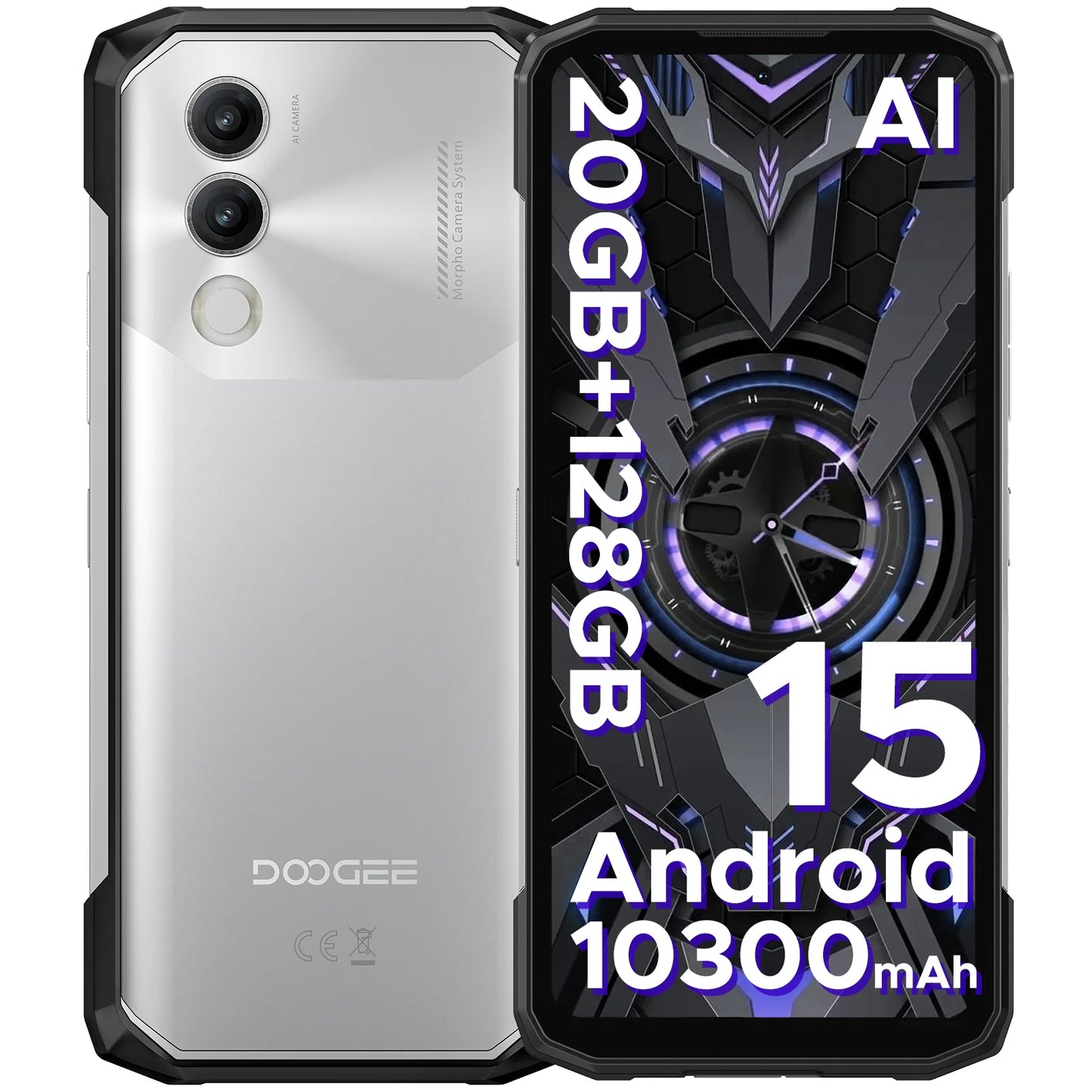 DOOGEE Blade20 Rugged Smartphone 6.6 Inch Display 10300mAh Battery NFC AI Camera