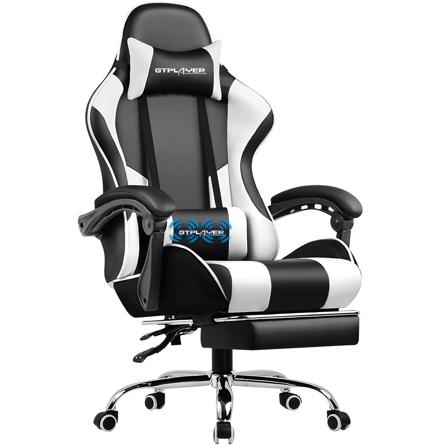 GTPLAYER Gaming Chair With Footrest and Lumbar Support
