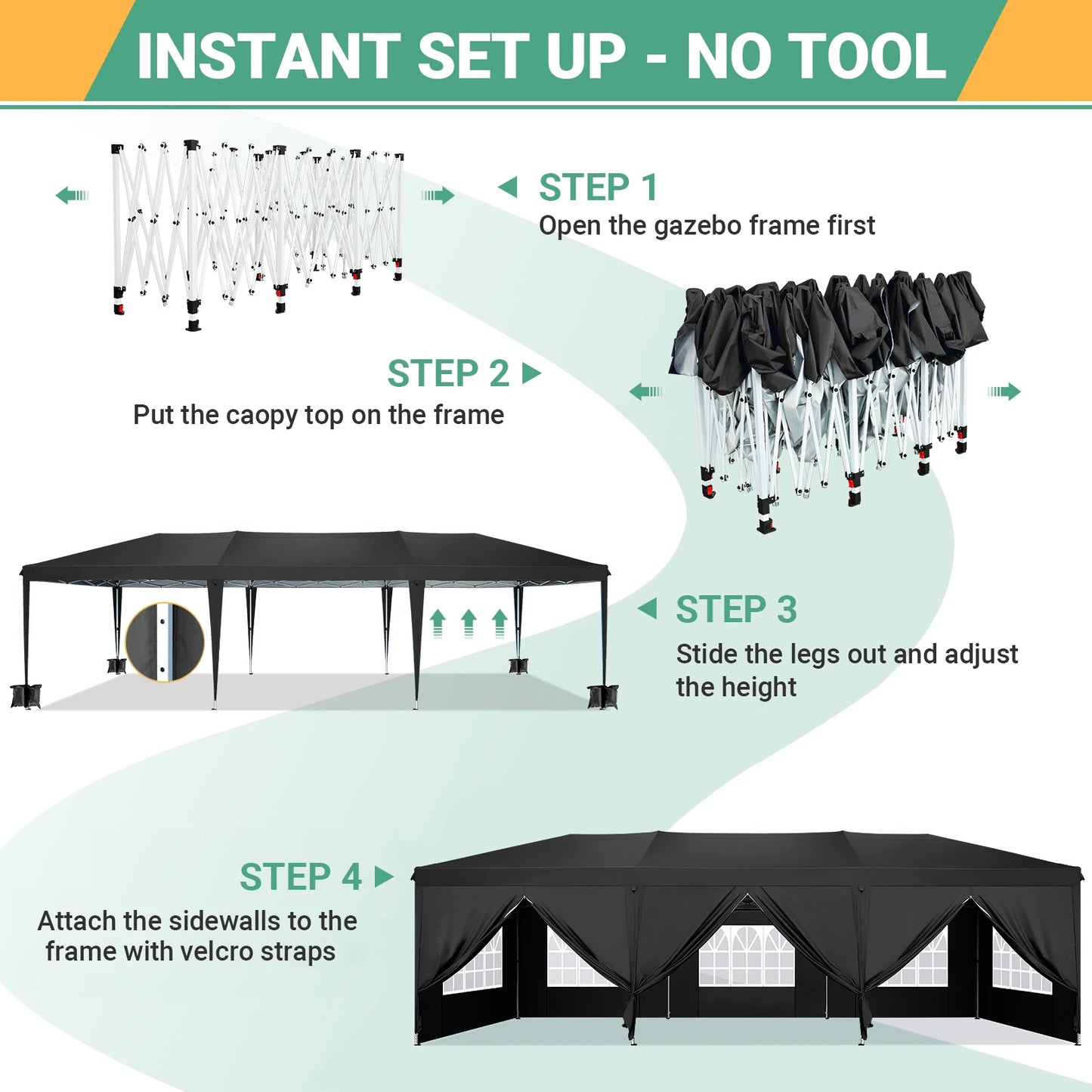 Tooluck Pop Up Canopy Tent With 8 Sidewalls
