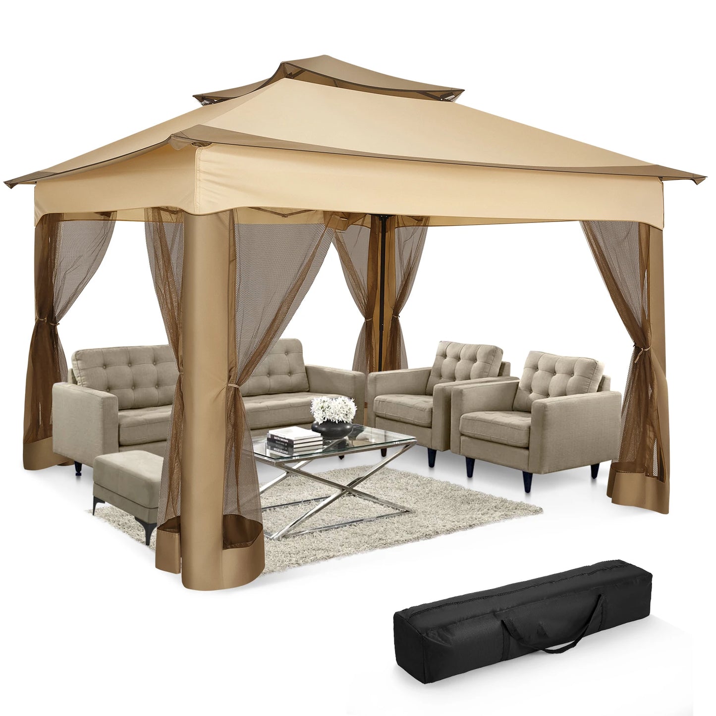 Tooluck Pop Up Gazebo With Mosquito Netting Outdoor Canopy