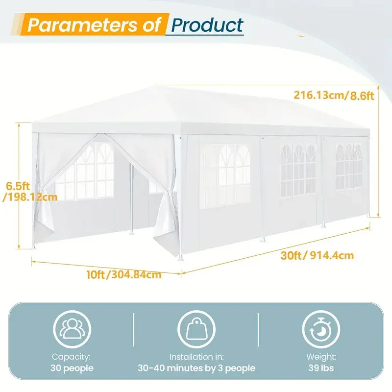 Tooluck Waterproof Outdoor Party Tent With Removable Sidewalls