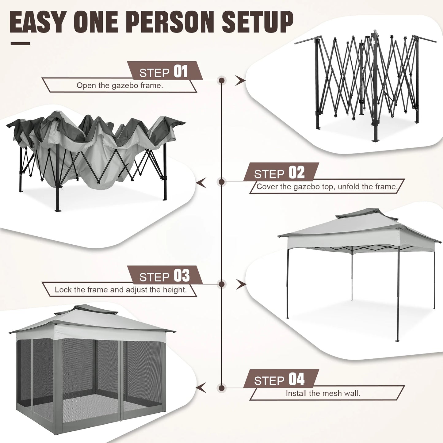 Tooluck Pop Up Gazebo With Mosquito Netting Outdoor Canopy