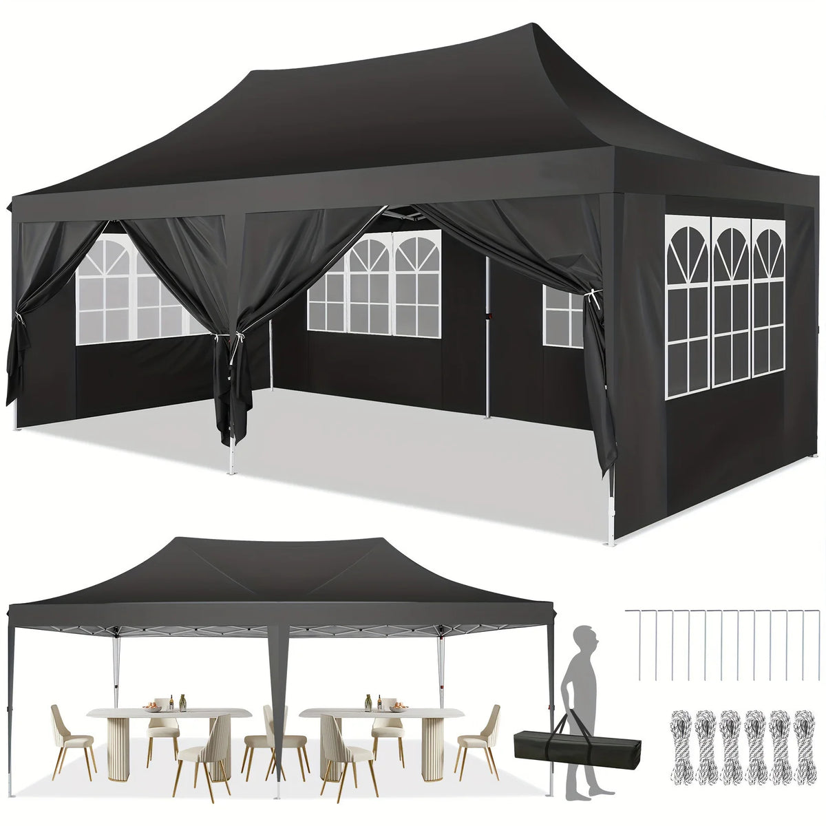 Cobizi Pop Up Gazebo Canopy With Waterproof Sidewalls