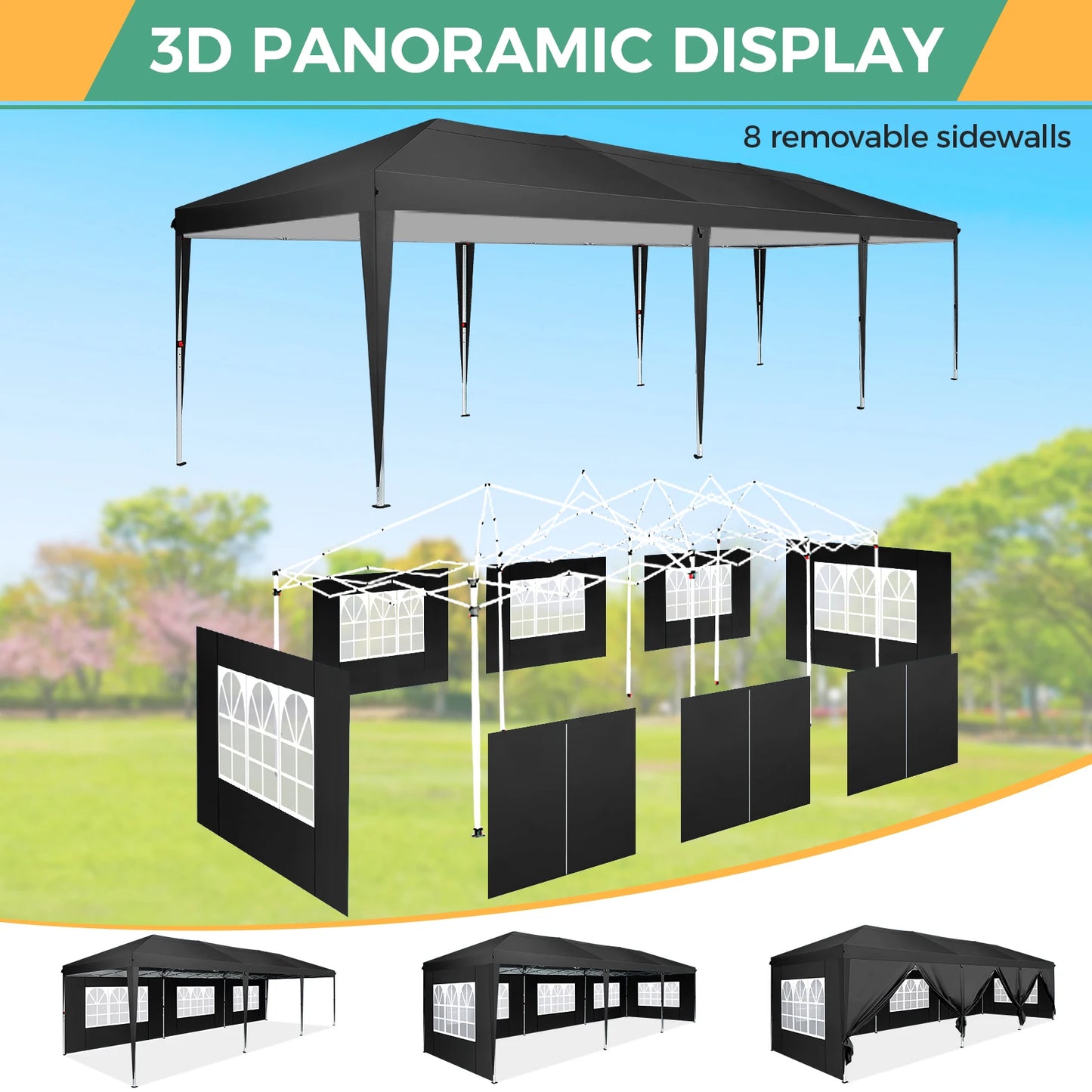Tooluck Pop Up Canopy Tent With 8 Sidewalls