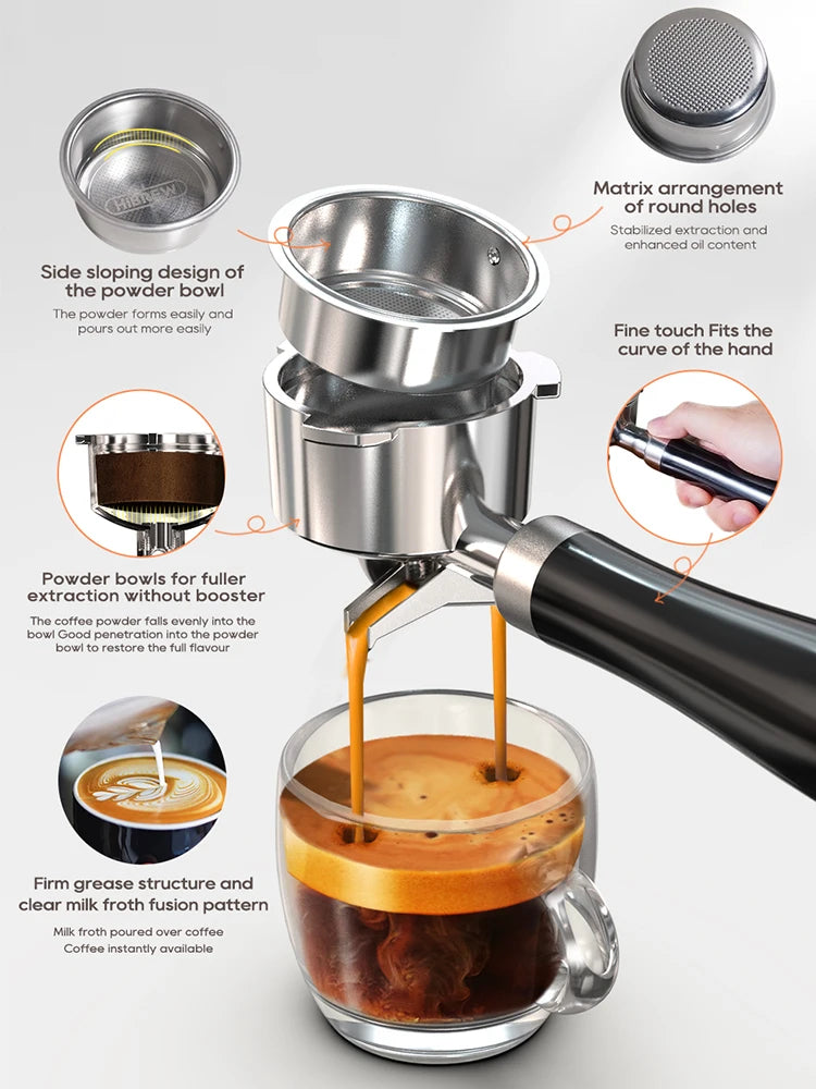 HiBREW 20Bar Semi Automatic Espresso Machine Temperature Adjustable Cappuccino