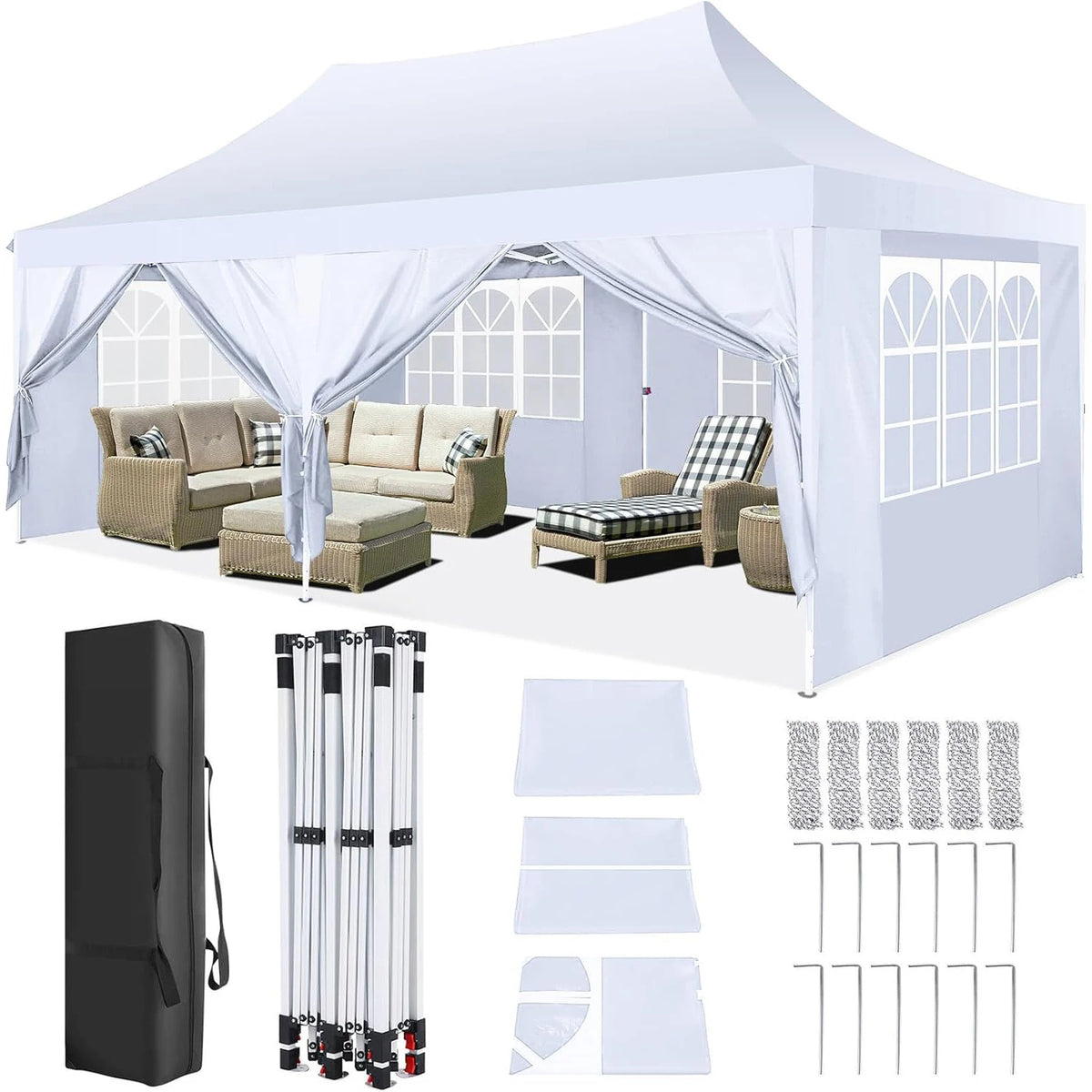 Cobizi Pop Up Gazebo Canopy With Waterproof Sidewalls