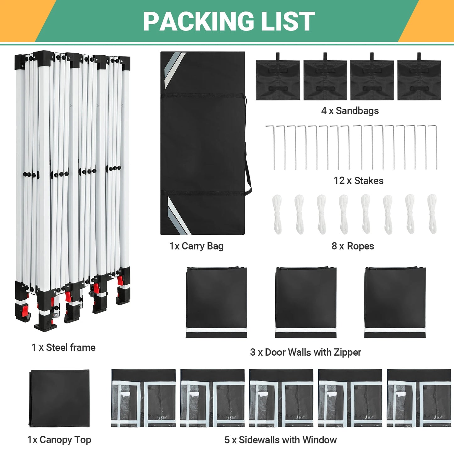 Tooluck Pop Up Canopy Tent With 8 Sidewalls