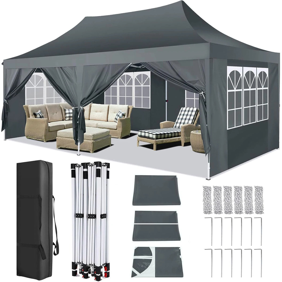 Cobizi Pop Up Gazebo Canopy With Waterproof Sidewalls