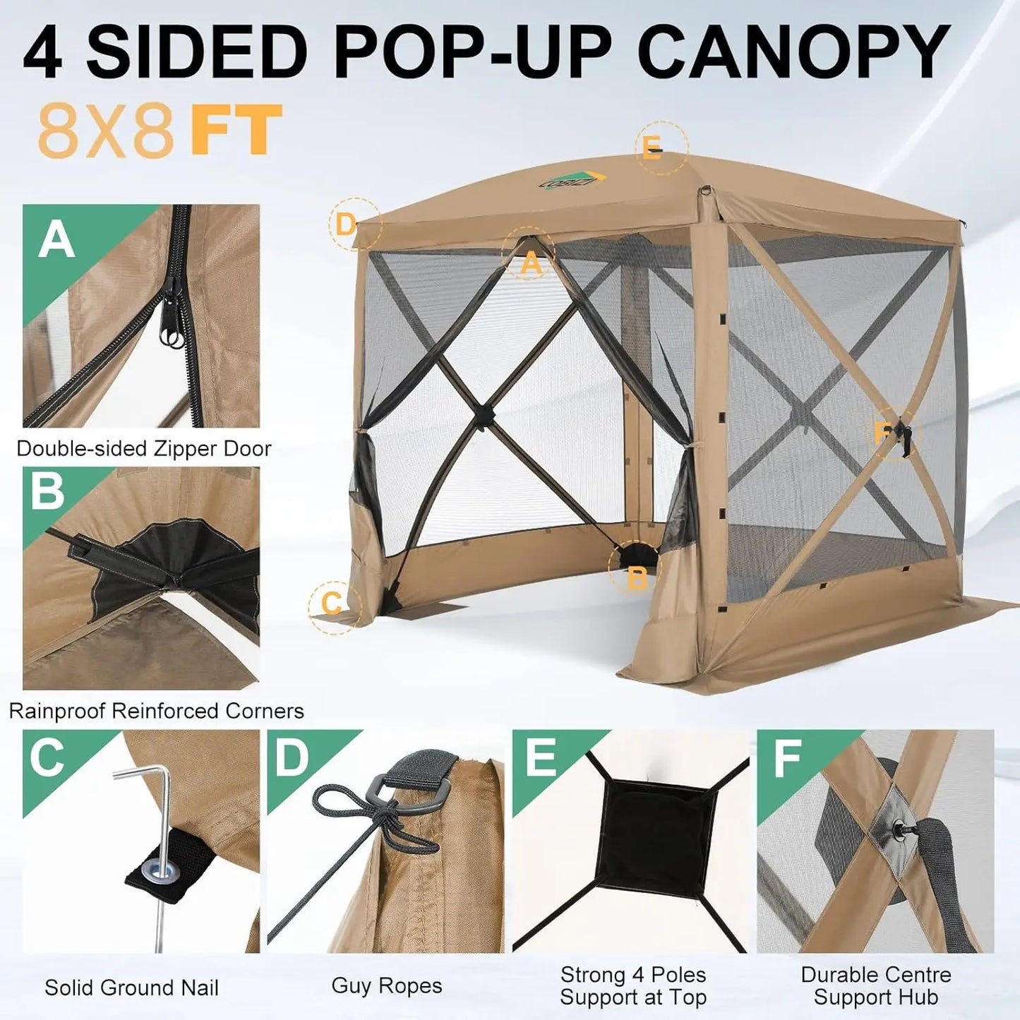 COBIZICN Pop Up Gazebo Screen Tent With Sidewalls Carry Bag