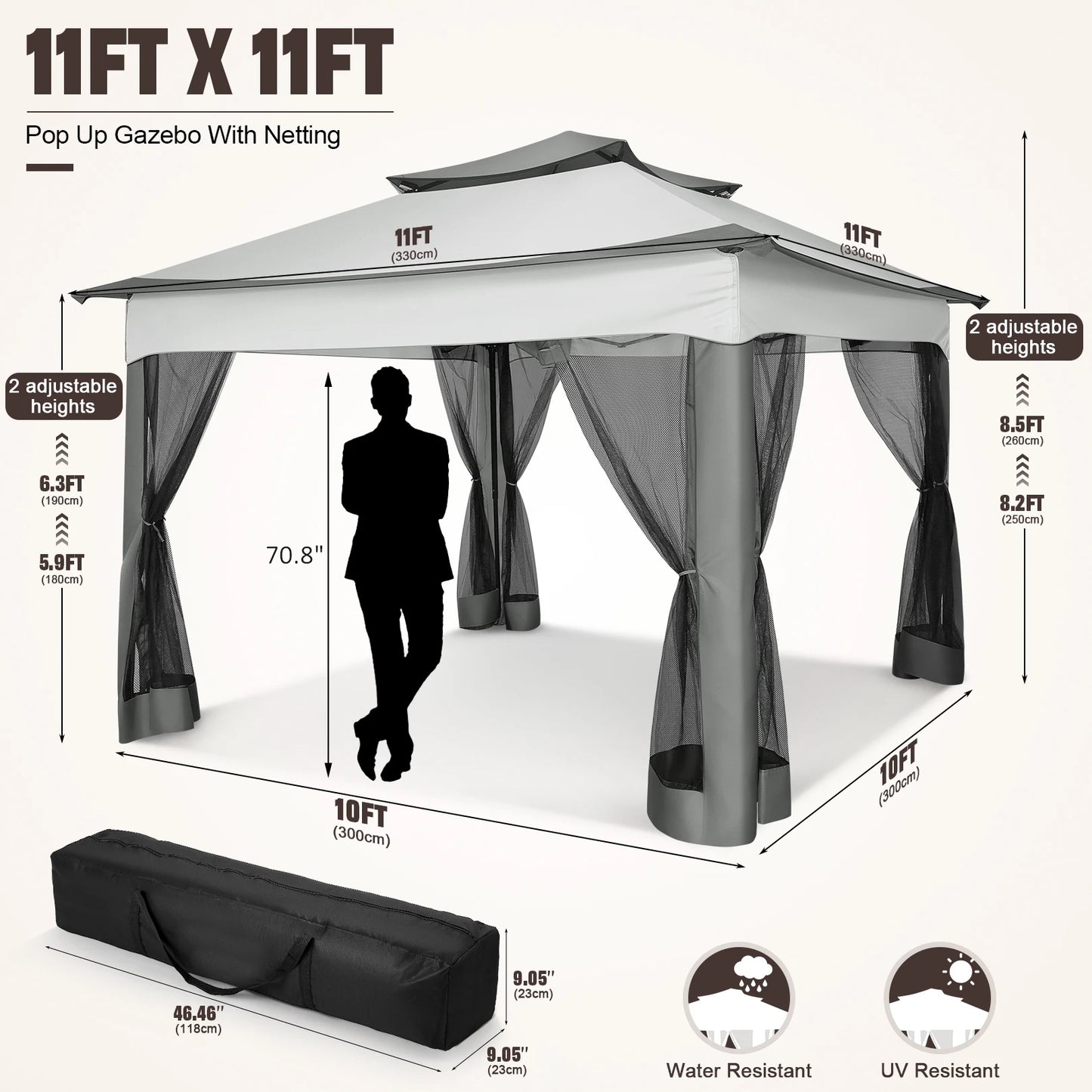 Tooluck Pop Up Gazebo With Mosquito Netting Outdoor Canopy