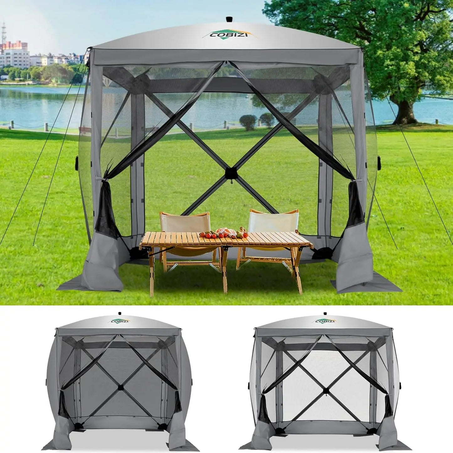 COBIZICN Pop Up Gazebo Screen Tent With Sidewalls Carry Bag