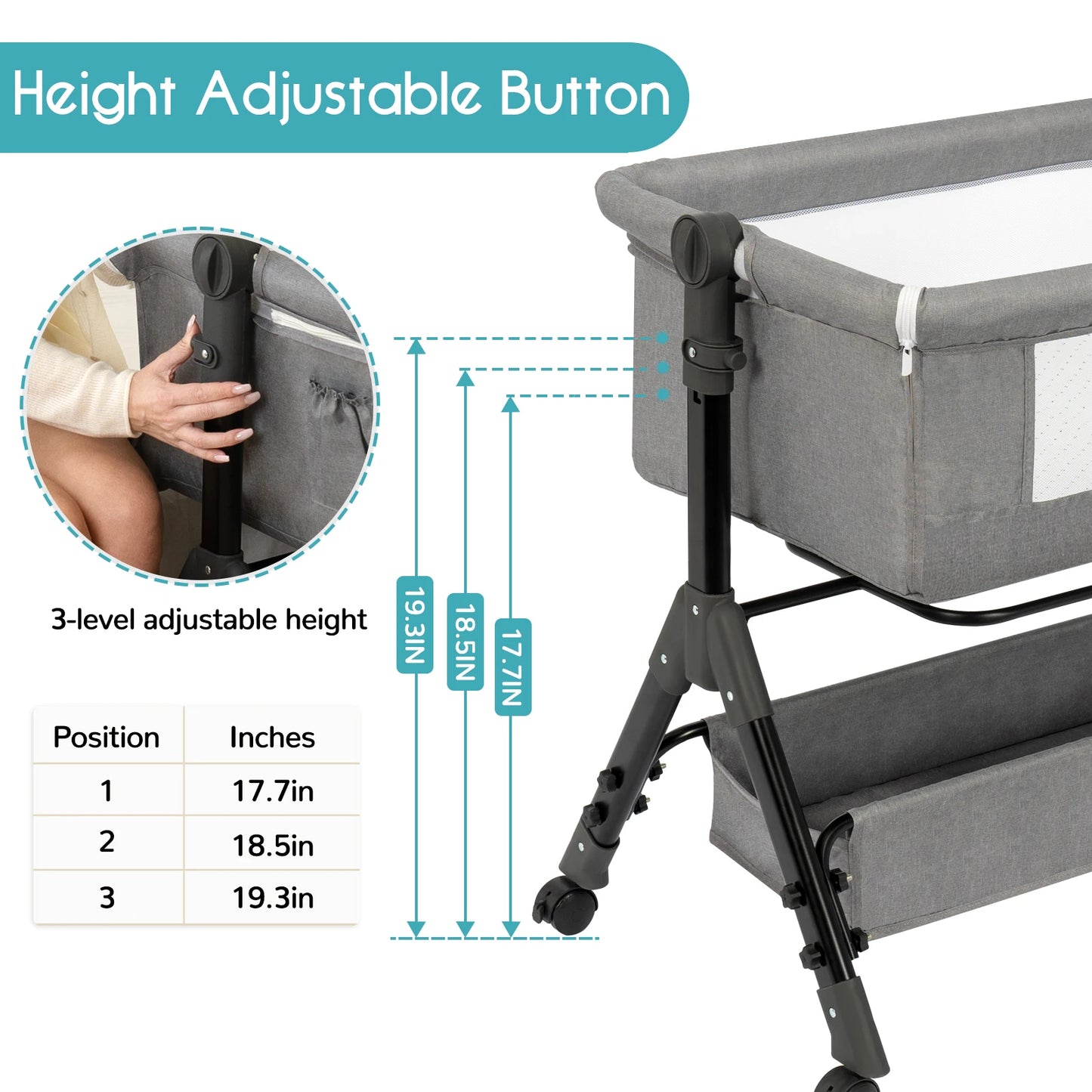 3 In 1 Baby Bassinet Bedside Sleeper For Newborns Portable