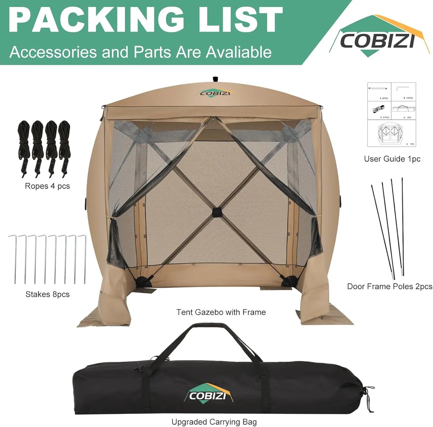 COBIZICN Pop Up Gazebo Screen Tent With Sidewalls Carry Bag