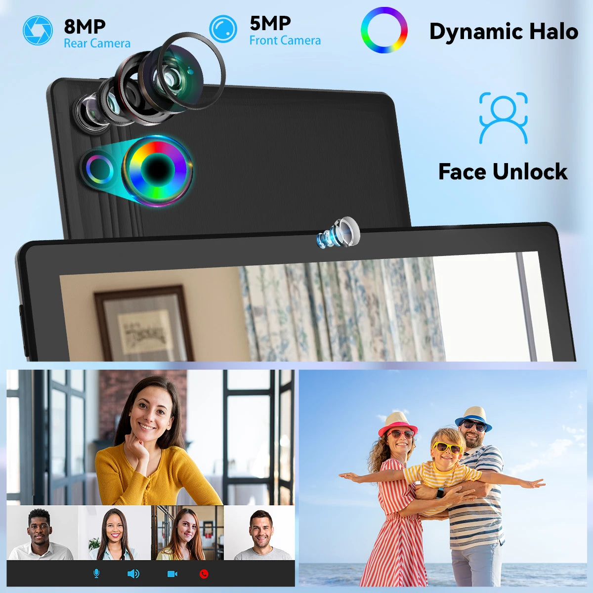 AEEZO-US Android 14 Tablet With 12GB RAM 64GB ROM Face Unlock IPS HD