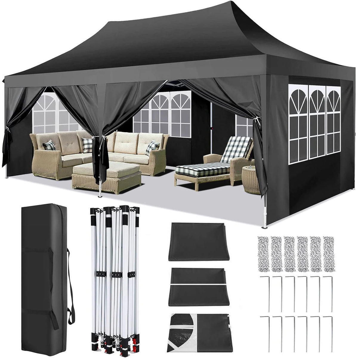 Cobizi Pop Up Gazebo Canopy With Waterproof Sidewalls