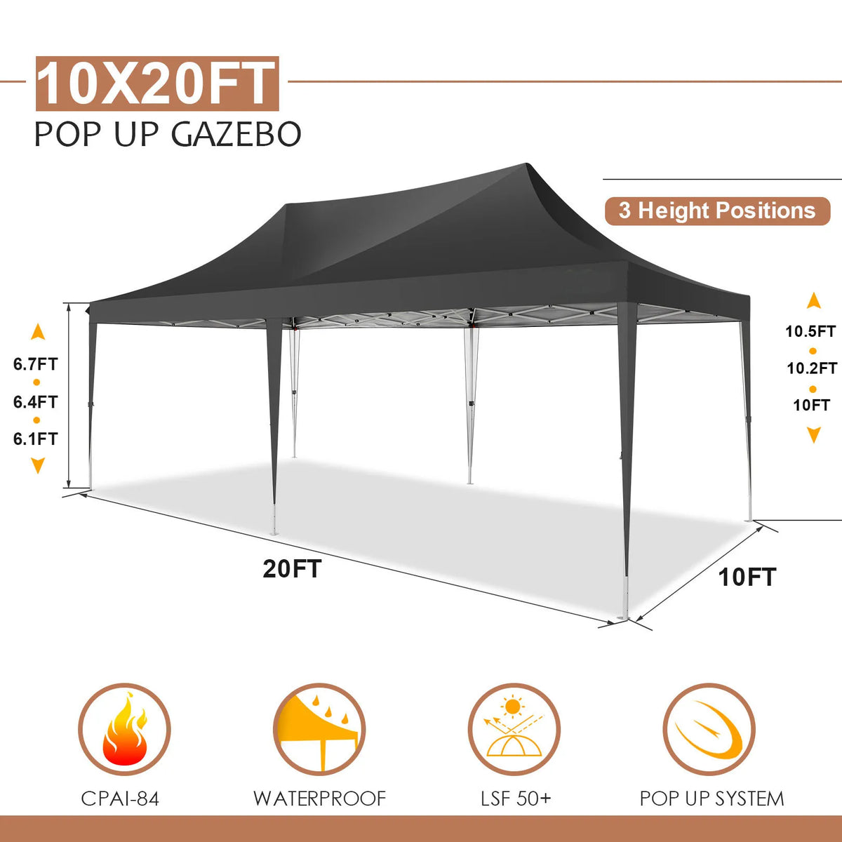 Cobizi Pop Up Gazebo Canopy With Waterproof Sidewalls