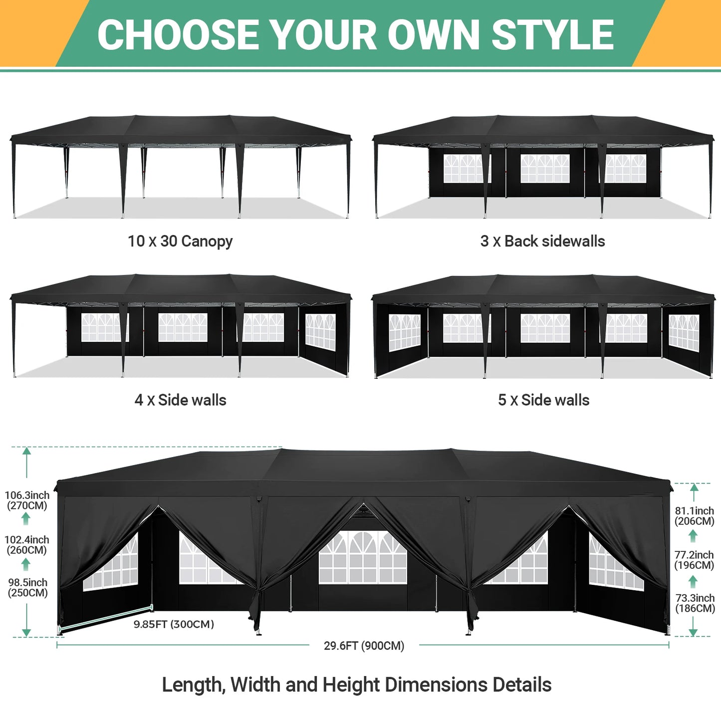 Tooluck Pop Up Canopy Tent With 8 Sidewalls