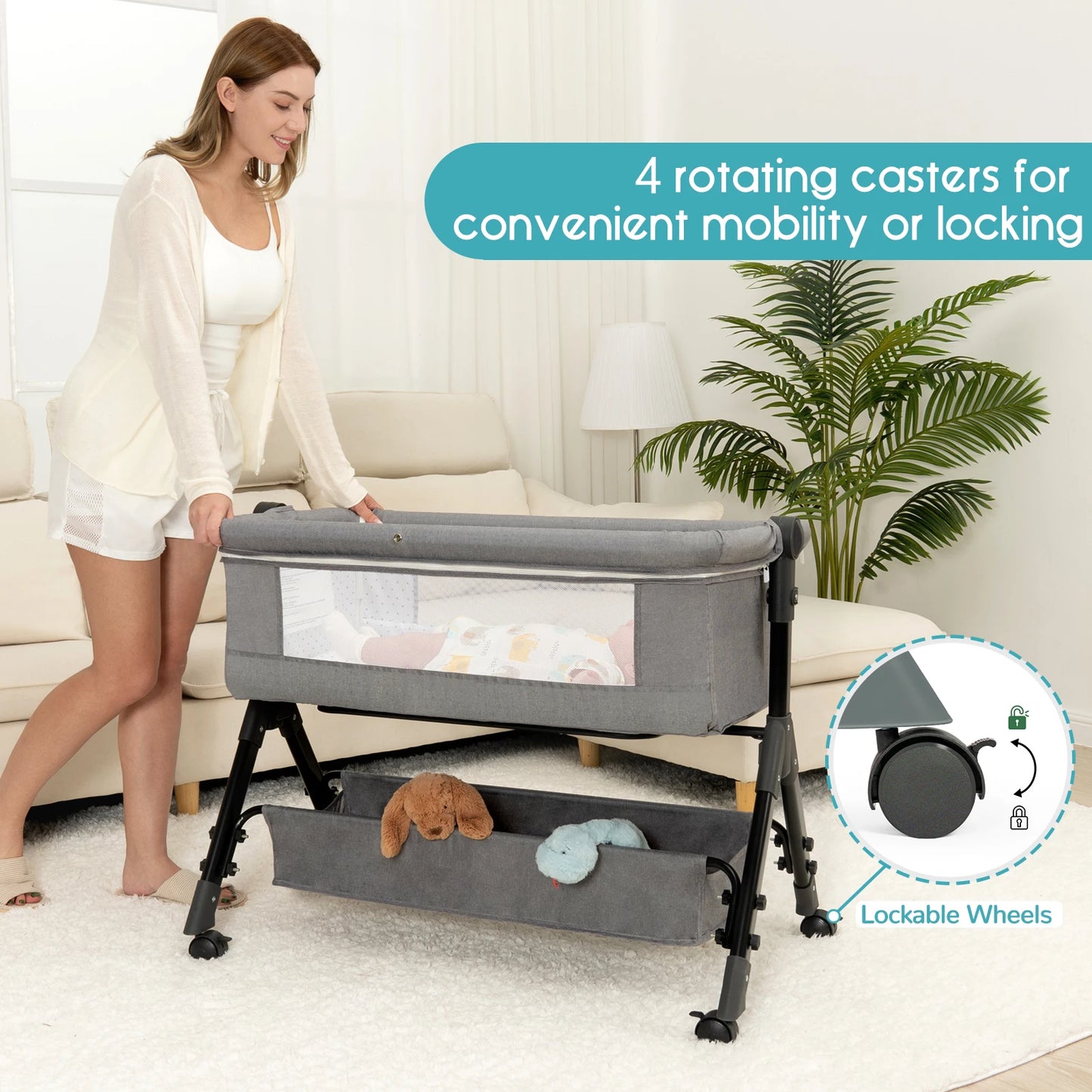 3 In 1 Baby Bassinet Bedside Sleeper For Newborns Portable