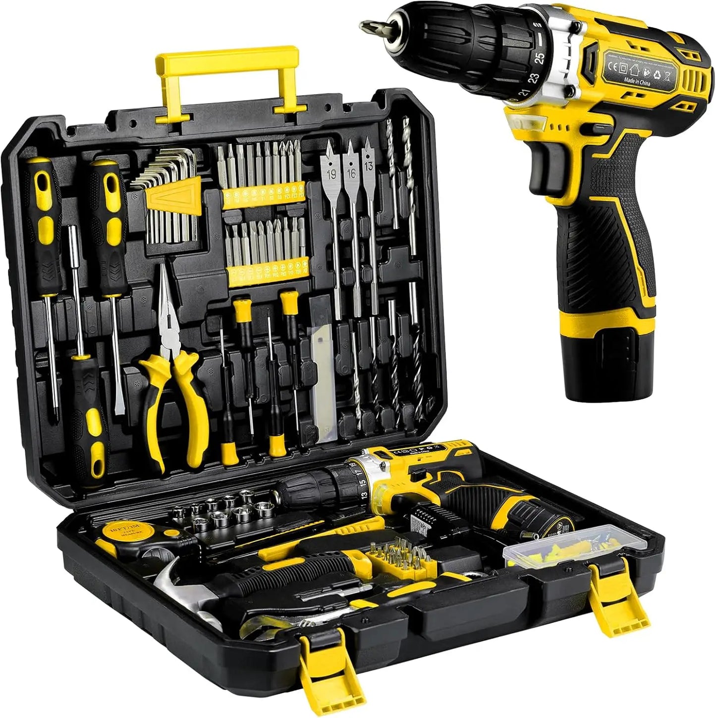 TLGREEN 138 Piece Power Tool Set With 12V Cordless Drill