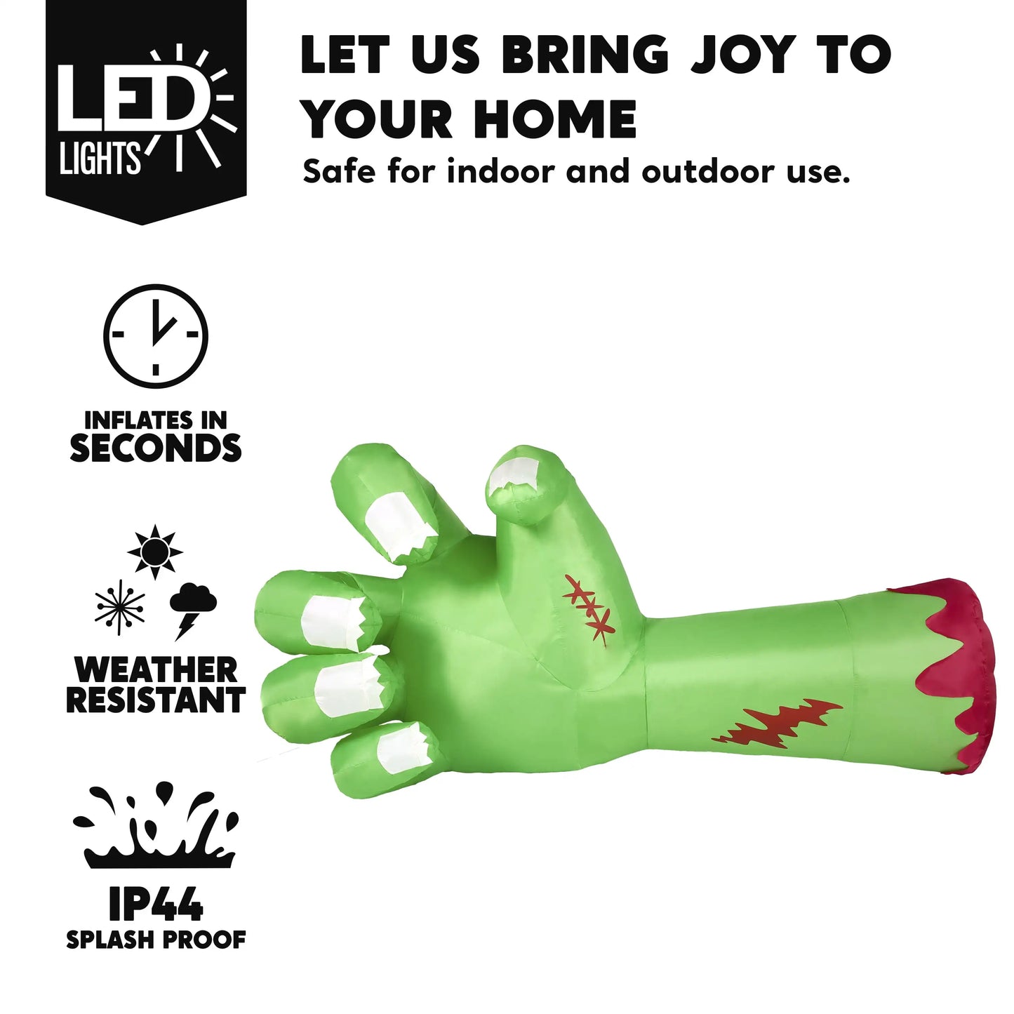 Joyfy Zombie Arm Inflatable With LEDs Outdoor Halloween Decoration