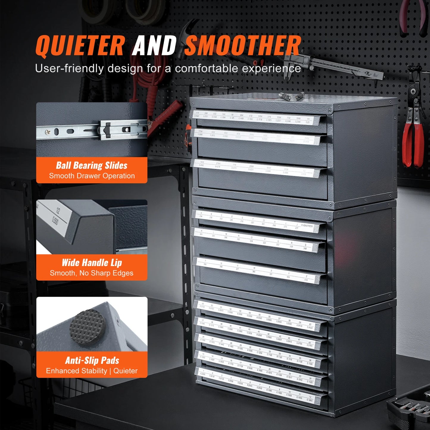 SucceBuy Steel Drill Bit Dispenser Cabinet Three Drawer Organizer