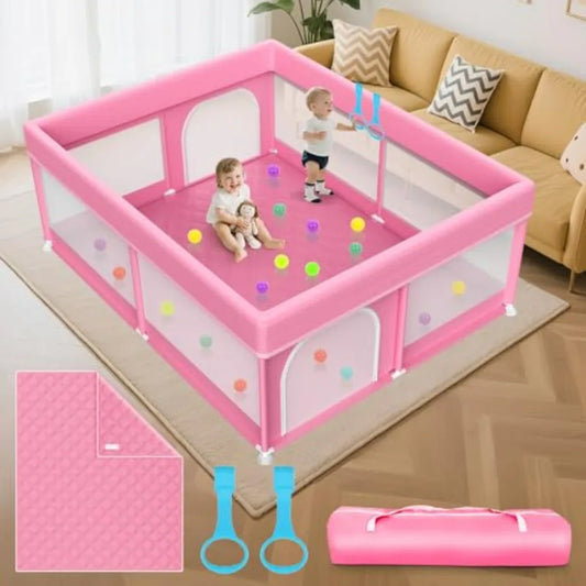 Baby Playpen With Mat For Babies And Toddlers Breathable Mesh