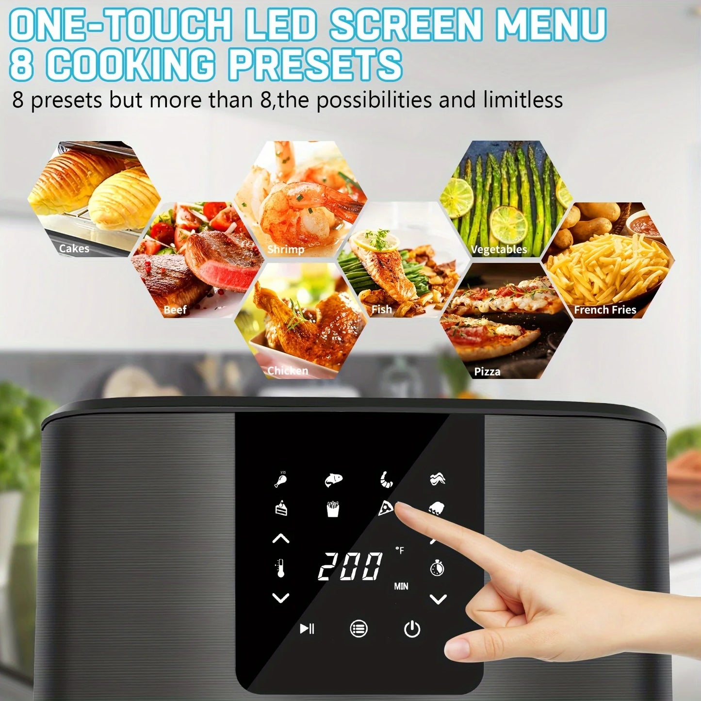 KitCook 1500W Air Fryer With Digital Touch Screen And 8 Presets