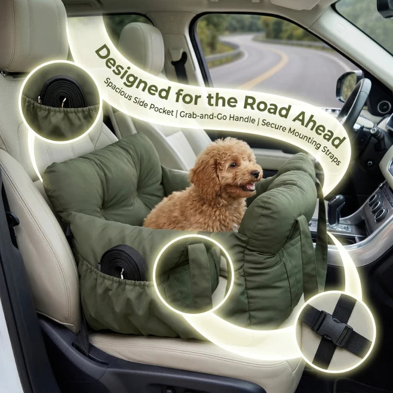 Dog Car Seat With Safety Belt Non Slip Pet TravelBed