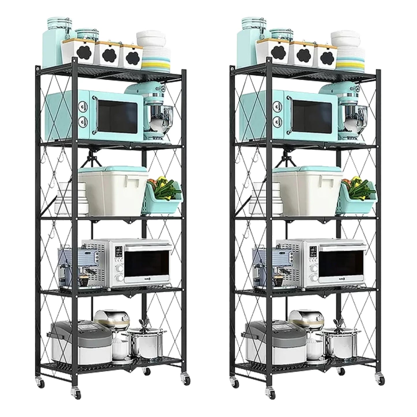 5-Tier Storage Shelving With Wheel Unit Heavy Duty Metal Rack
