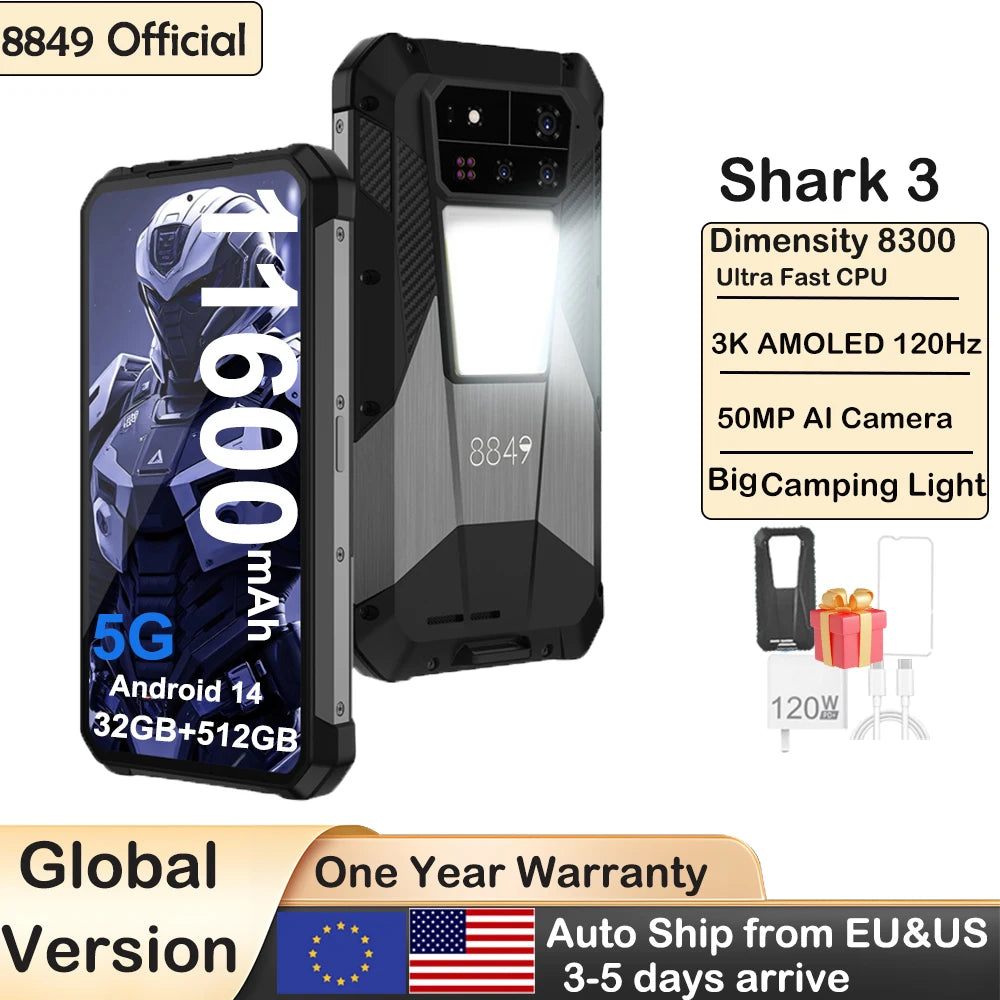 Unihertz 8849 Shark 3 Rugged Smartphone 5G Dimensity 8300