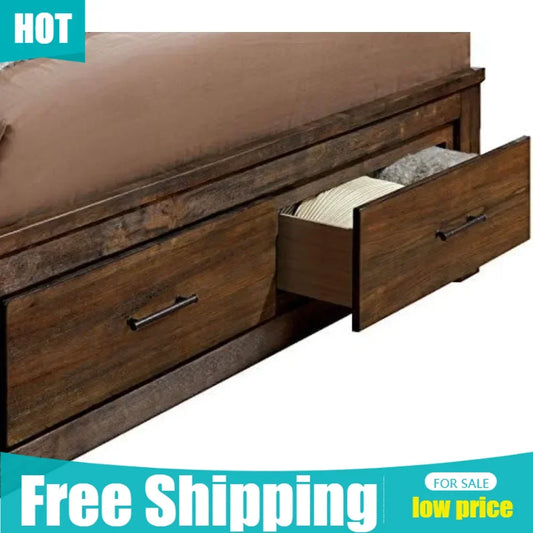 Traditional Oak Finish 6 Piece Bedroom Set Easy Assembly